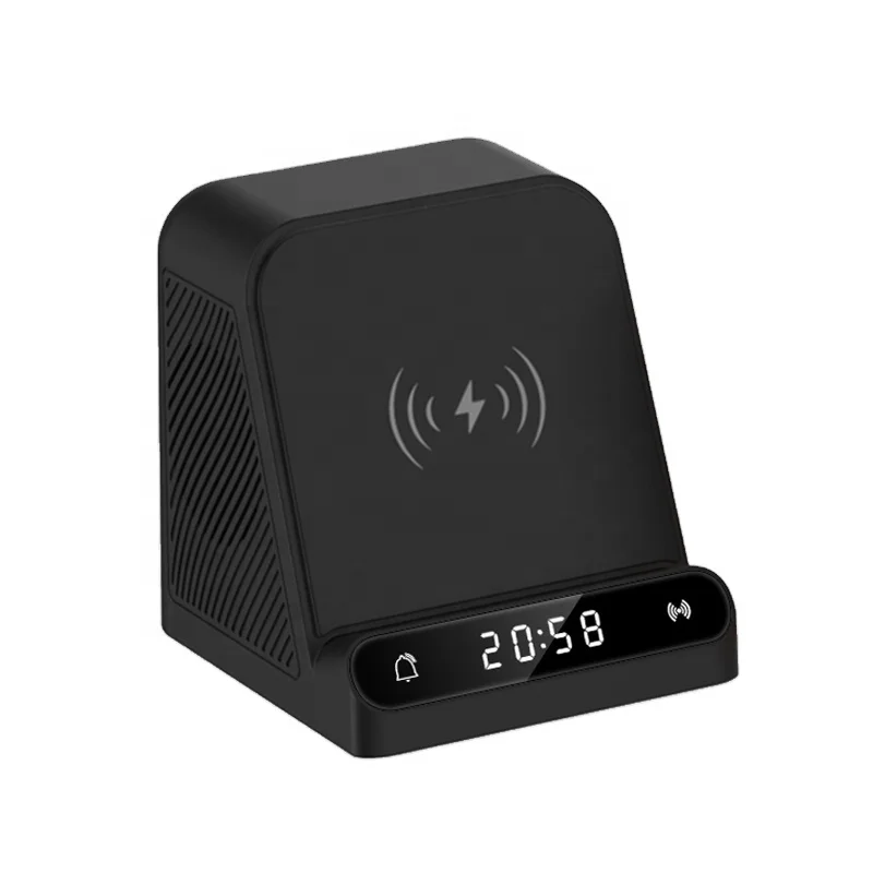 BT-128MX инновационные отделений будильник 15 Вт беспроводной зарядки по стандарту QI динамик с функцией беспроводной зарядки