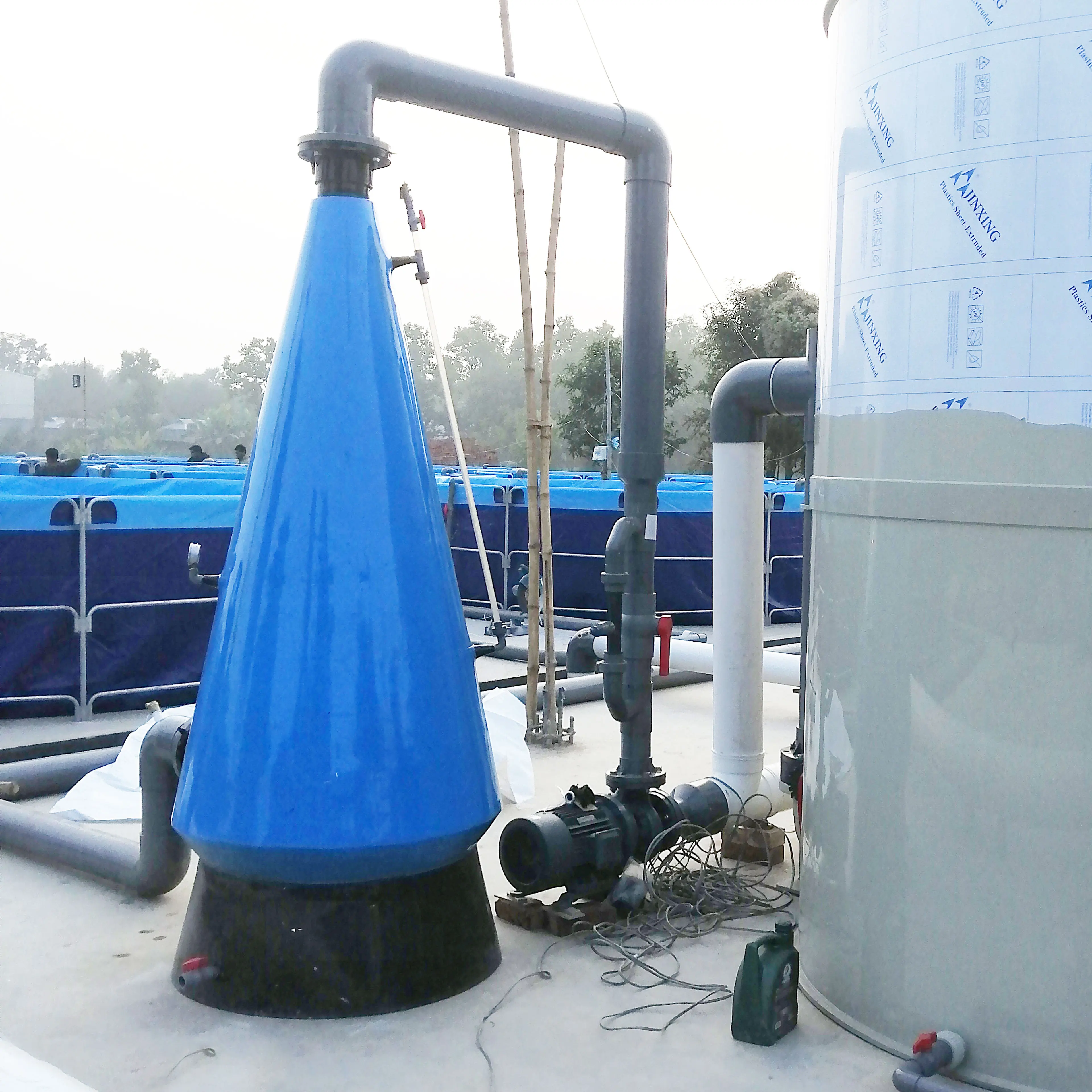 Оборудование для аквакультуры, диссеченный кислородный конус для крытой рыбной фермы RAS