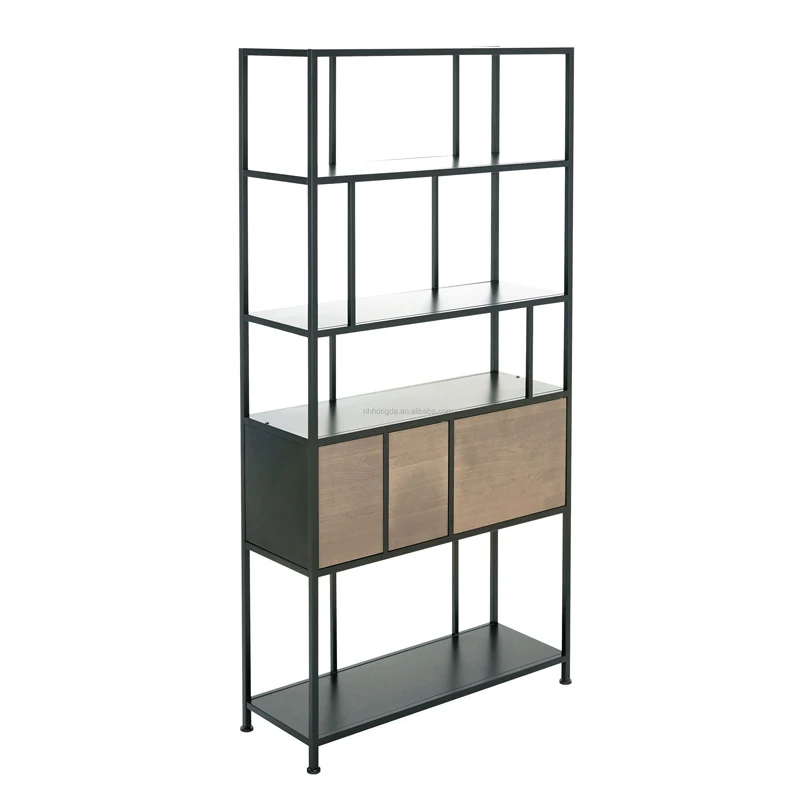 Multifunction Customizable Living room floor wrought iron Book Shelf Partition Art Frame Storage Holder Free Design Display Rack