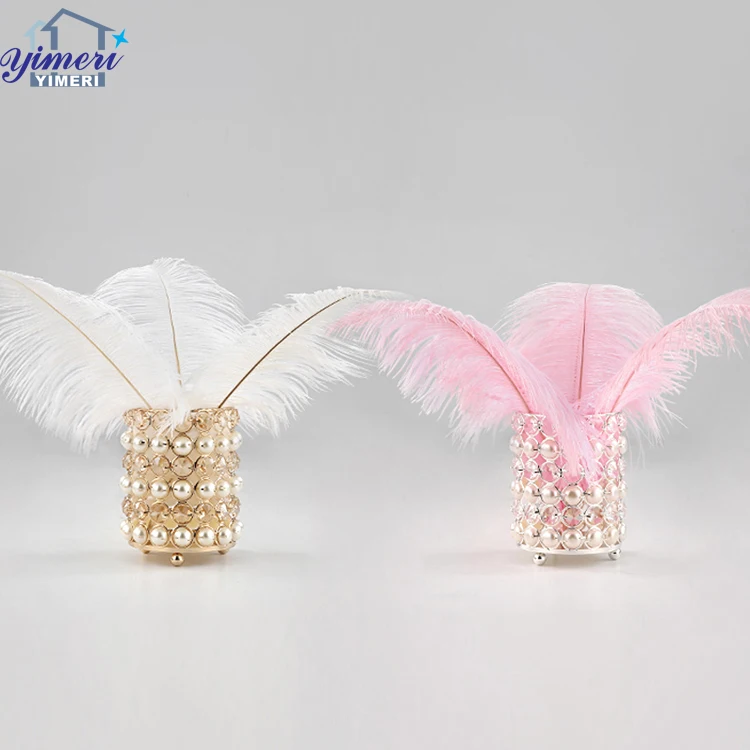 
Wholesale Iron Votive Metal Small Crystal Beaded Candle Holder With Pillar 