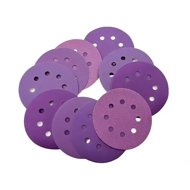 Abrasives tools purple ceramic flock sanding disc hook and loop sanding disc sandpaper 125mm sanding disc