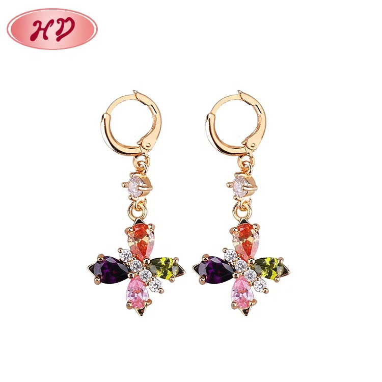 Muslim Jewelry Gold Crystal Drop Jewellery Earring For Gift