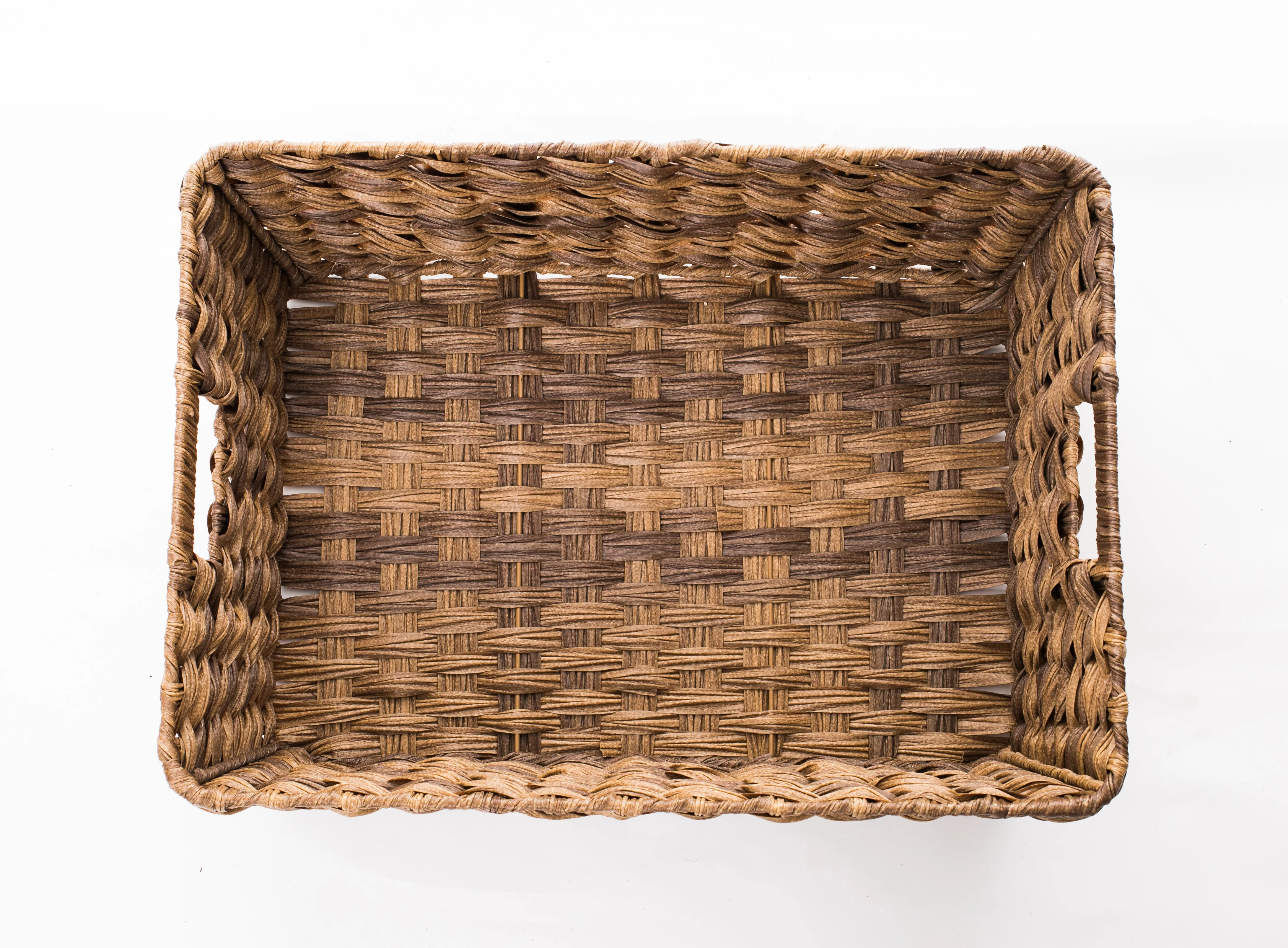 Multi-Functional PE Rattan Storage Basket Rectangle Design Cutout Handle Plastic Wicker Folding Hanging Organizing Laundry