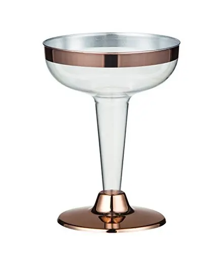 
High Quality Rose Gold Rim Hard Plastic Martini Glass 