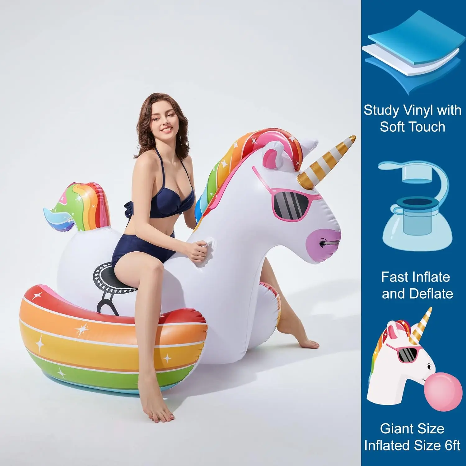Радужный Единорог бассейн поплавок надувной Floatie сверхмощный виниловый забавная Новинка водная игрушка для взрослых детей