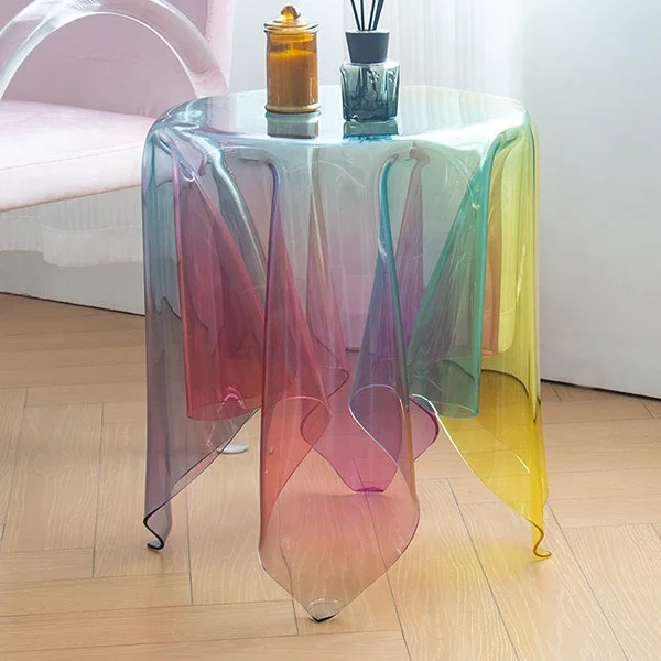 Manufacturer factory OEM customized Round Modern Iridescent acrylic Side Table
