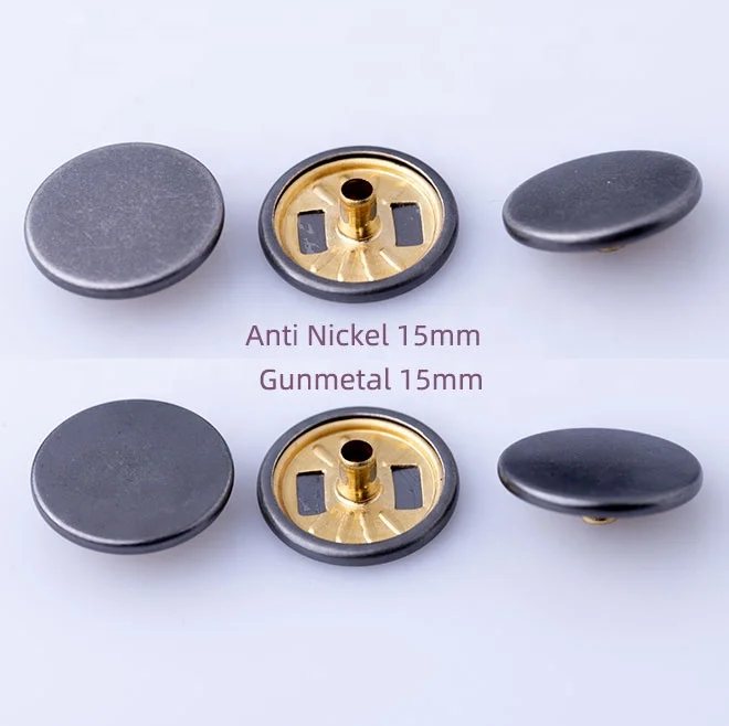 Custom Classic Metallic Button Brass Flat Cap Press Metal Snap Button