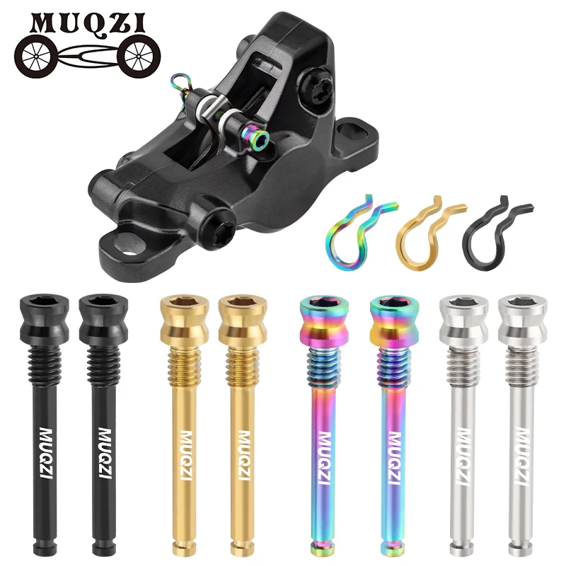 MUQZI Bicycle Hydraulic Disc Brake Calipers Bolts M4 Titanium Alloy Fixing Pin Inserts Caliper Screws Retainer Pin Circlip