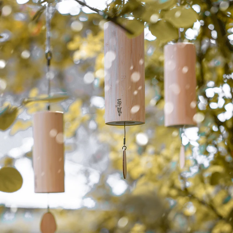 Hluru Bamboo Wind Chimes Sound Healing Meditation Relaxing Emotions Unique Bamboo Chime for Garden