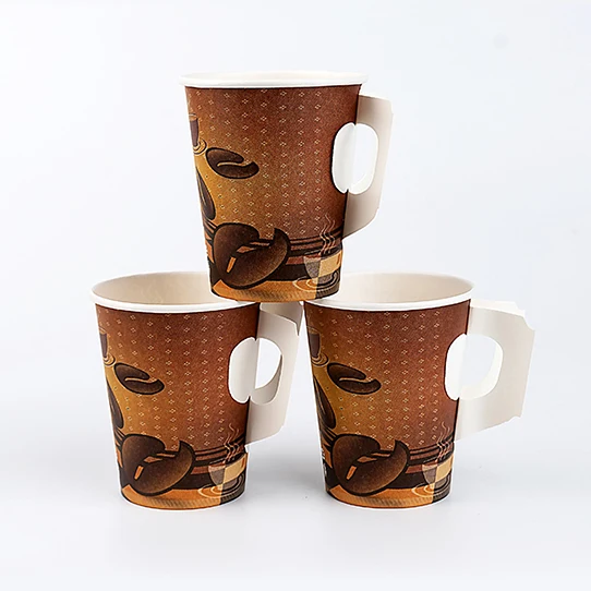 Hot Selling Coffee Tea Hot Drinking Beverage Packing Cardboard Cups With Handle