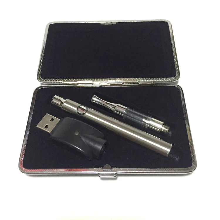 mini  e cigarette case metal leather case empty without cartridge battery and USB only packing case for vape pen