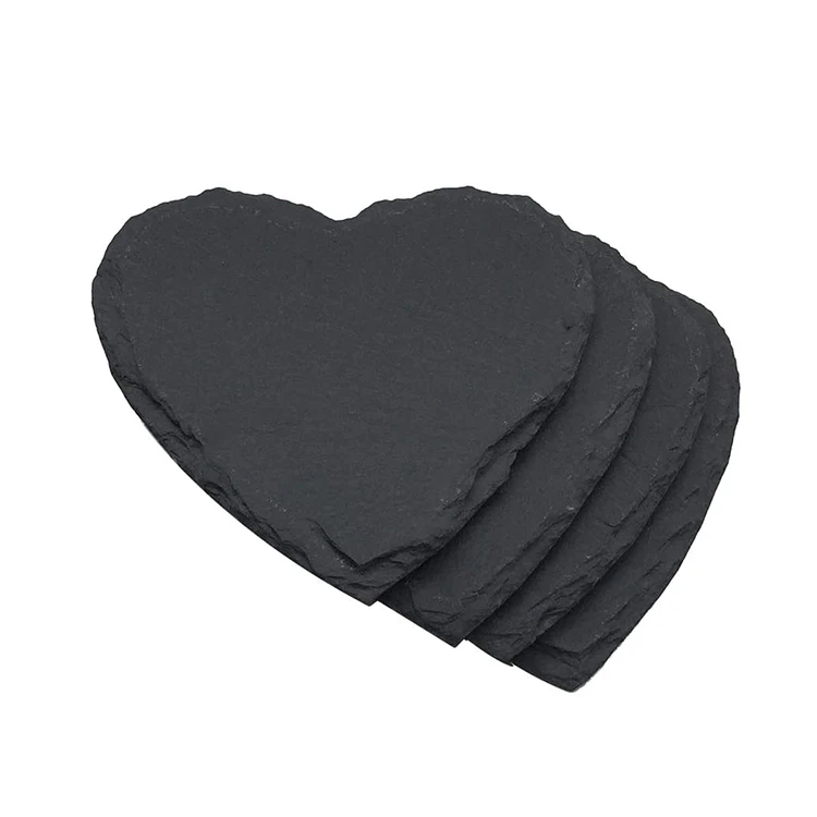 Heart shape black stone cup coffee slate custom beer korean elegant coasters