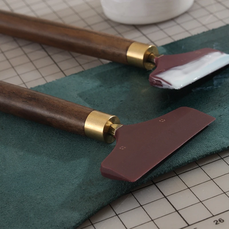 Sandalwood Handle Glue Scraper Hard Silicone On The Film Handmade DIY Leather Good Cleaning Glue Application Board