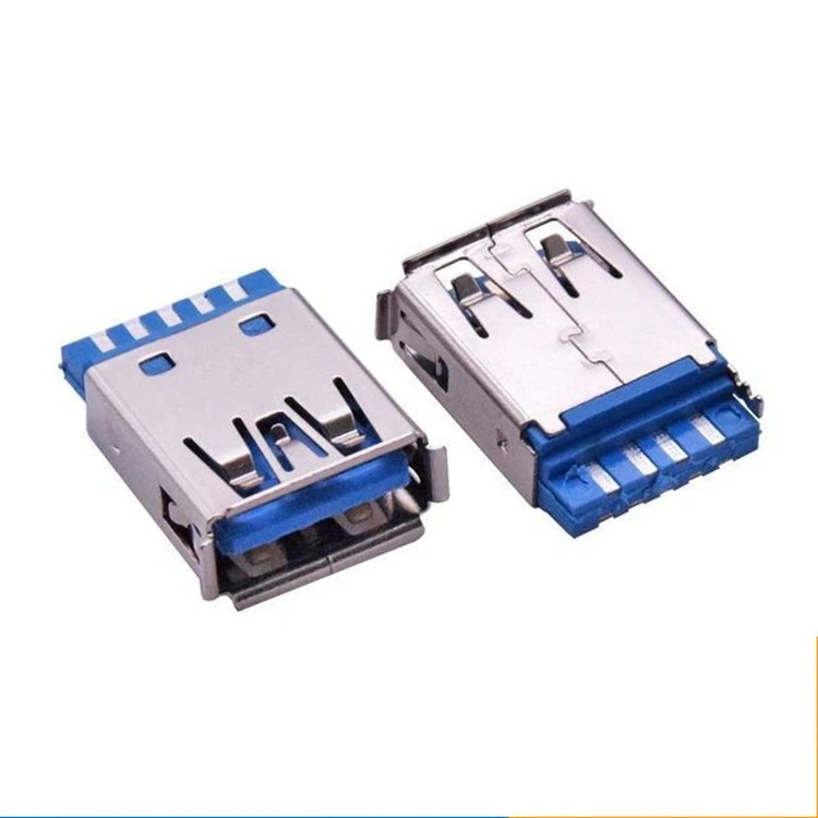 Shenzhen Manufacturer Welding Wire Usb3.0 9P Female Head Blue Rubber Core Usb Female Connector