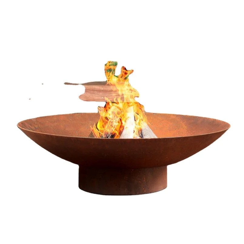 Top Hammered Design Copper Plated Metal Fire Pit For Outdoor Garden Wood Burning Warming Usage Fire Pit With Black Iron Stand