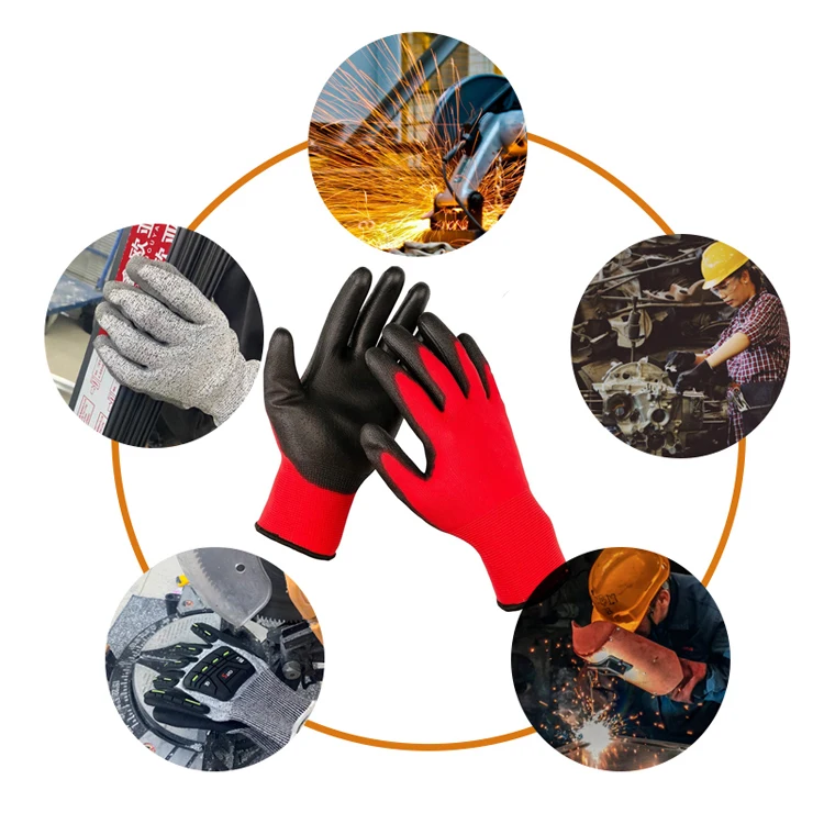 SunnyHope Industrial Conductive Gloves Nitrile and Latex Knitted Working Gloves for Gardening EN388 Certified Nylon Material