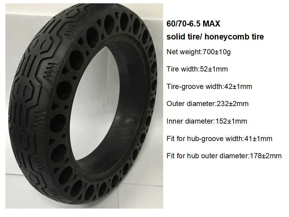 Безвоздушная бескамерная черная сплошная шина g30 max, сотовая бескамерная шина, шина для электрического скутера 60/70-6,5