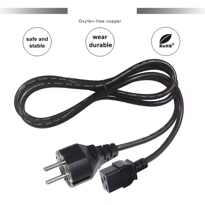 3 Pin Iec 320 Connector Extension Replacement Plug Wire C19 To Schuko extension ac Power Cord Lock