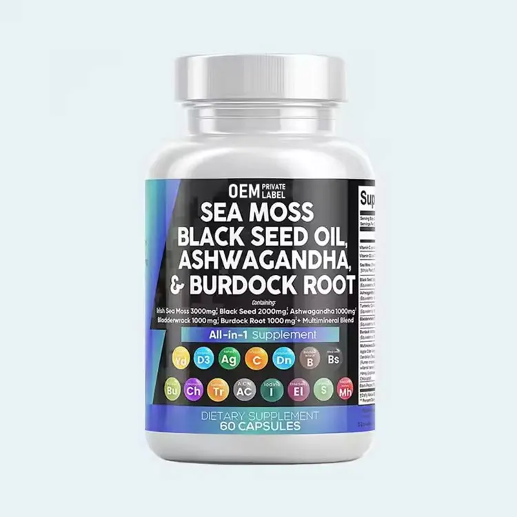 Sea Moss Black Seed Oil Ashwagandha Vegan Apple cider Vinegar Capsules Turmeric Complex Immune Seamoss Capsule Supplements
