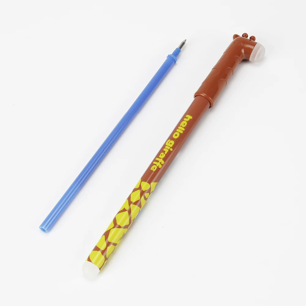 M & G Cute Giraffe Design Easy Correction 0.5mm Bullet Tip Erasable Gel Pen Smooth Writing Crystal Blue Ink Student Writing Pens