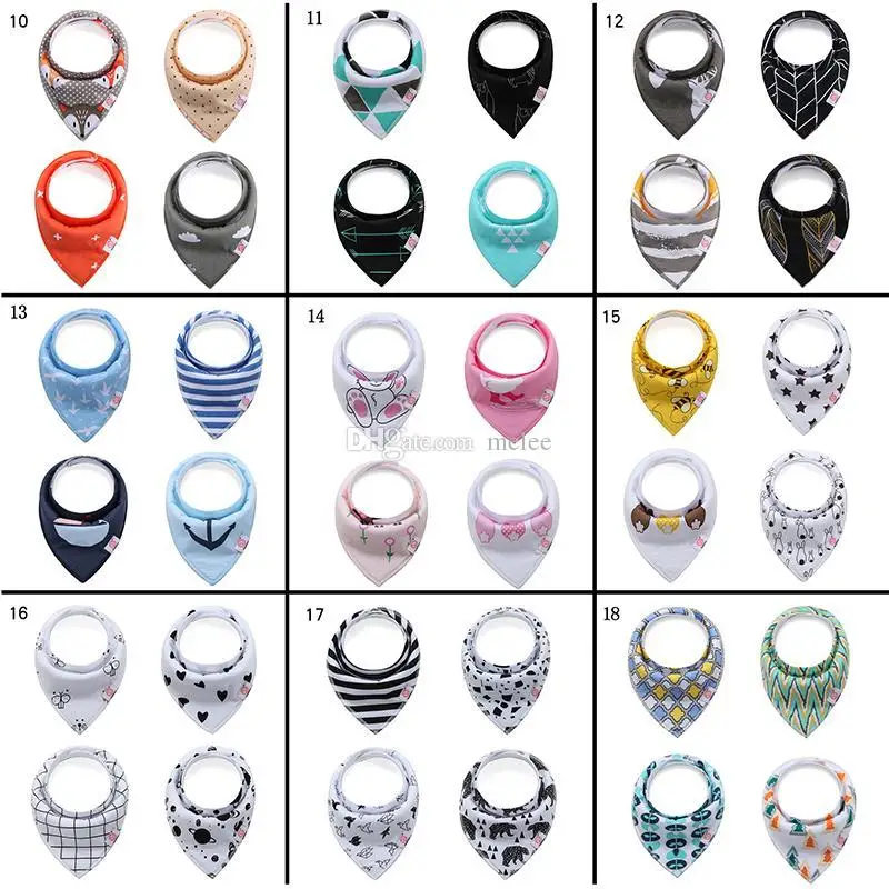 
300styles Baby INS cotton bibs unicorn Newborn KIDS Burp Cloths double layer girls boys cartoon animal owl pattern bibs 