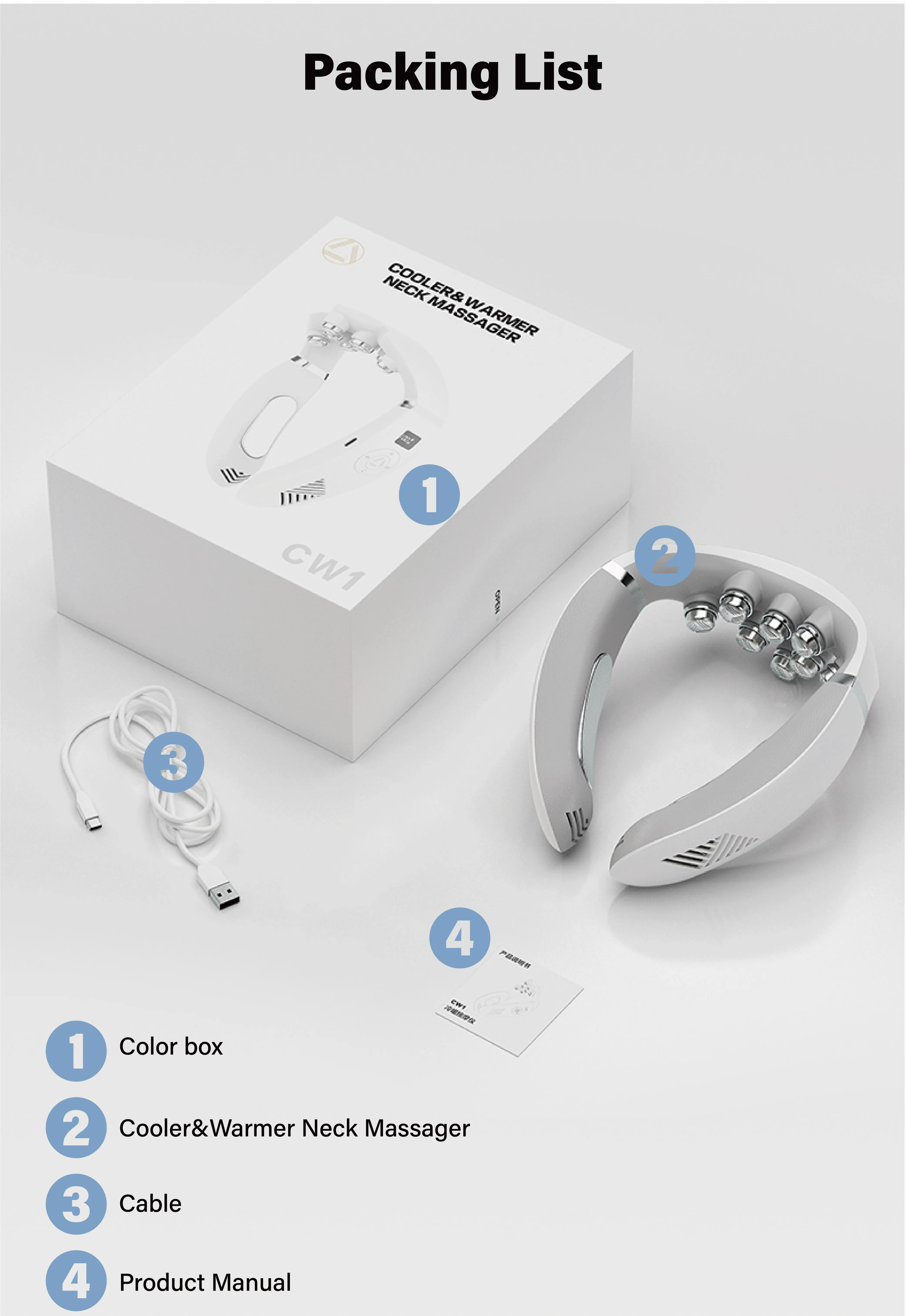 2021 upgraded multifunctional neck massager with smart rechargeable heating ice roller for kneading the cervical spine and neck