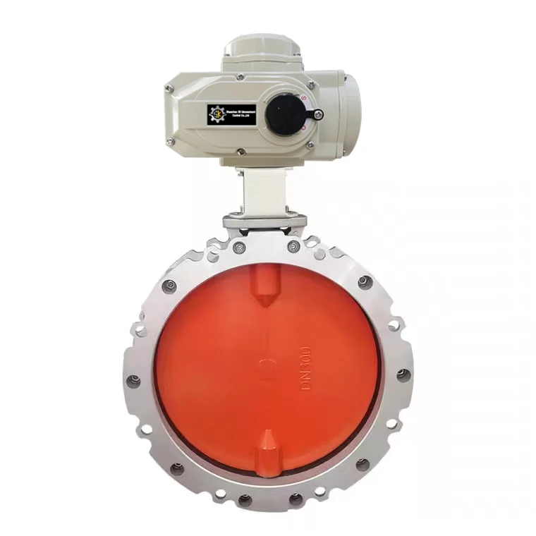 10inch electric 24VDC Single Double Flange ss304 Polyurethane Aluminum Alloy cast iron Silo dust Powder vfs Butterfly Valve