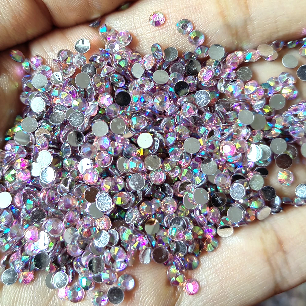 Wholesale Factory Supply Bulk 2mm-6mm Non Hot Fix Round Epoxy Resin Jelly Flatback Base Rhinestone For Garment Decoration