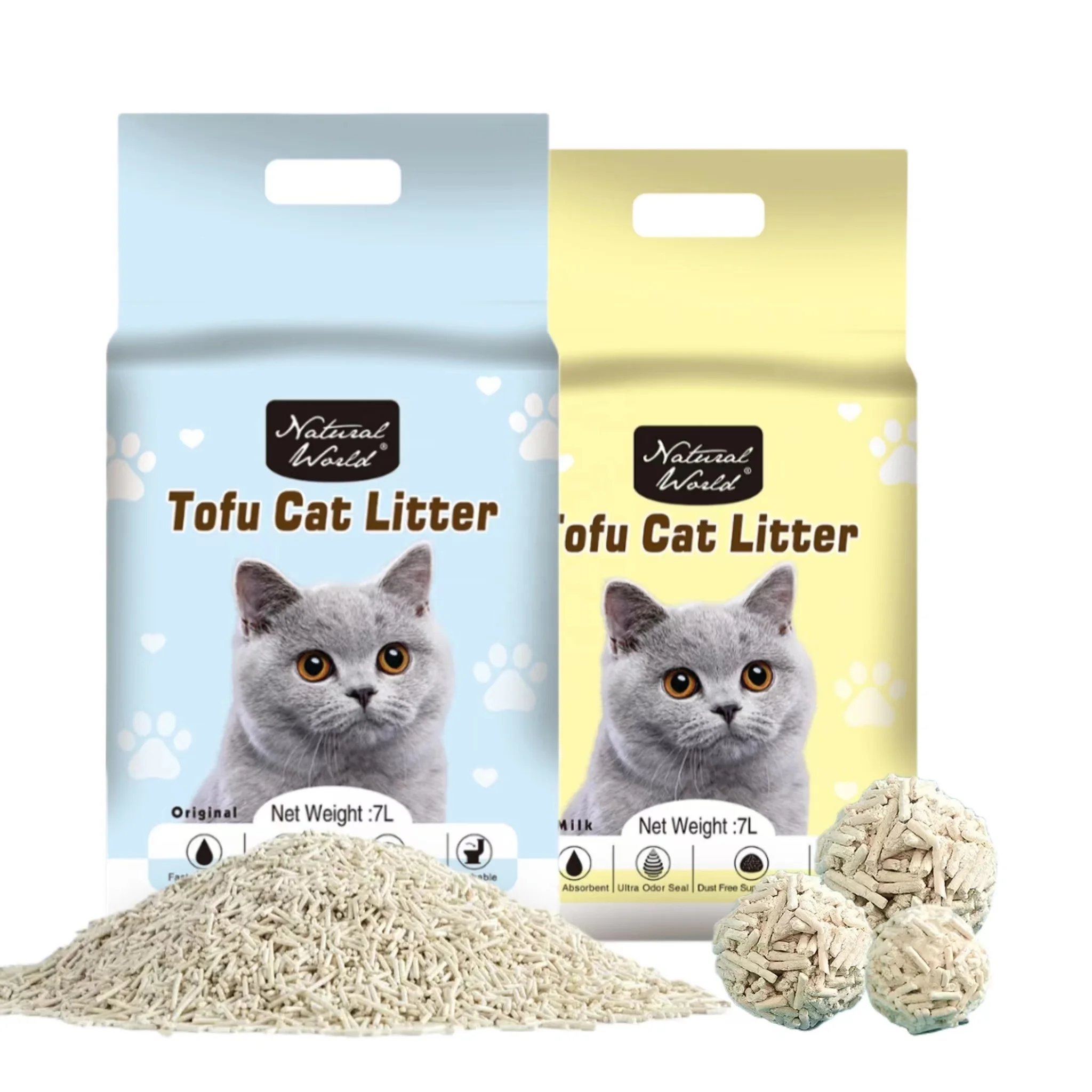 100% Natural Plant Tofu Cat Litter Custom Flavors Cat Filter Arena Para Gatos Quickly Clumping Flushable Tofu Cat Litter 10L