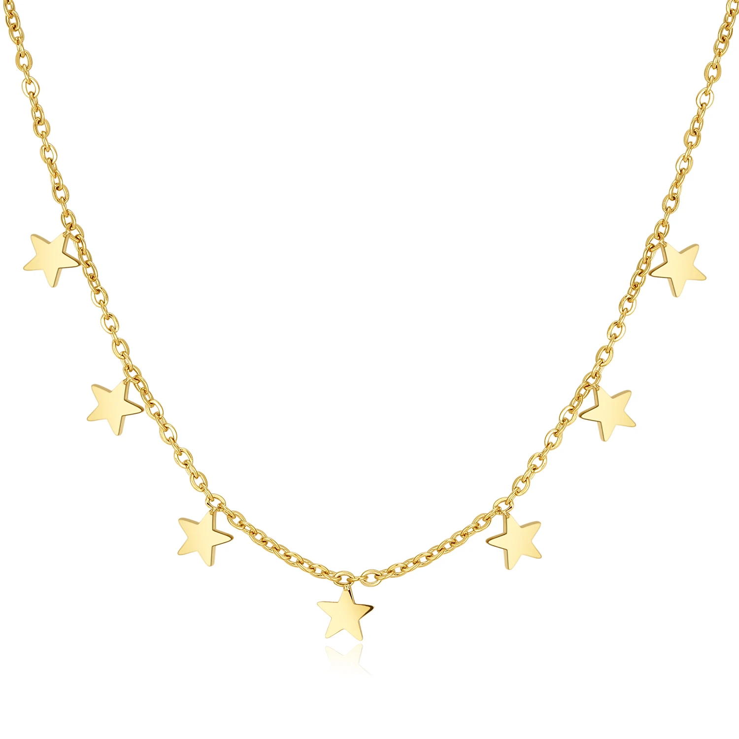 
2021 new collection 18K gold plated stainless steel tiny star layering necklace for women 
