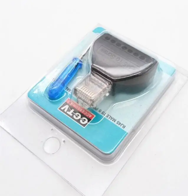 RJ45 Converter Block Screw Terminal Ethernet Adaptor Male To 8 Pin AV Terminal Screw Adapter Plug