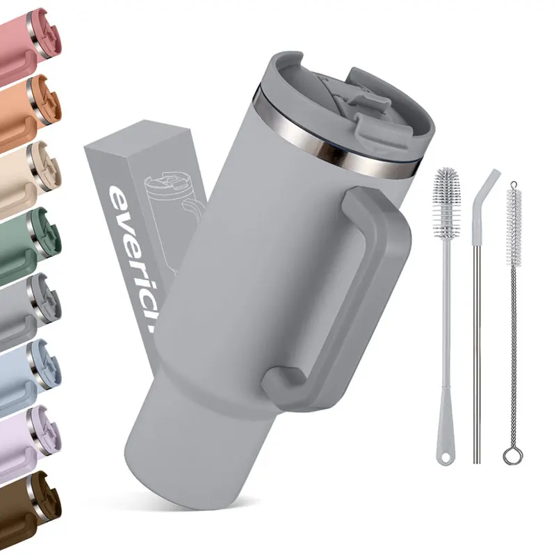 USA Warehouse Kids 40oz Sparkly Shimmer Holographic Glitter Blank Sublimation Tumbler Mug with Handle Straw For DIY