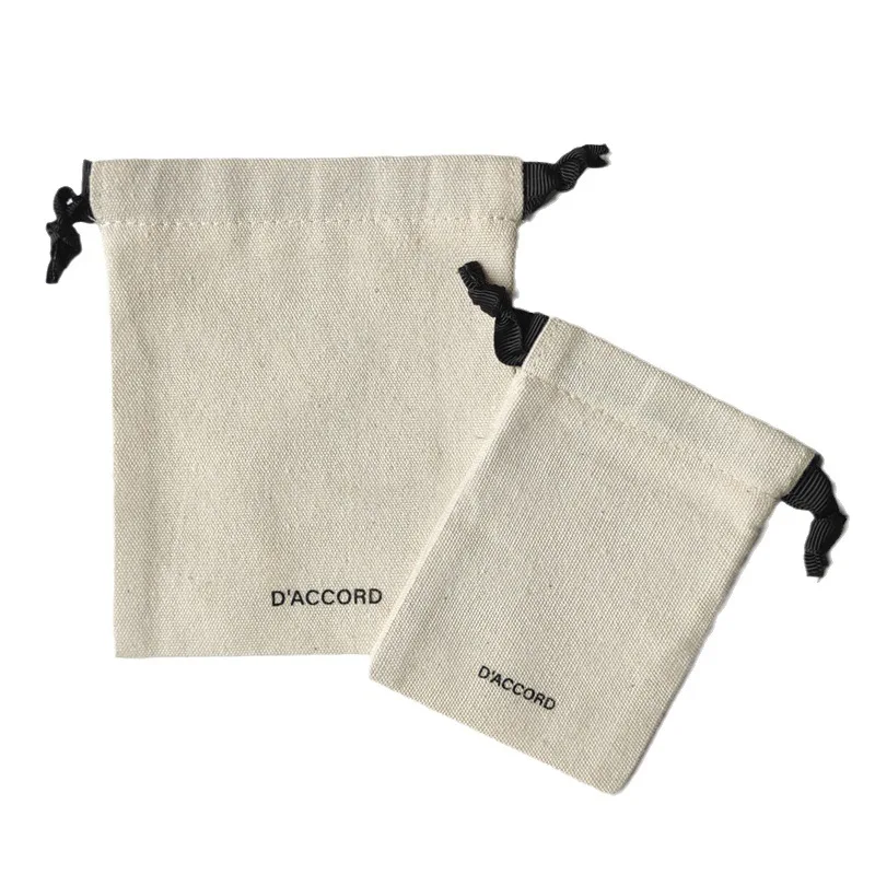 wholesale custom logo  cotton small drawstring bag gift mini storage bag for jewelry