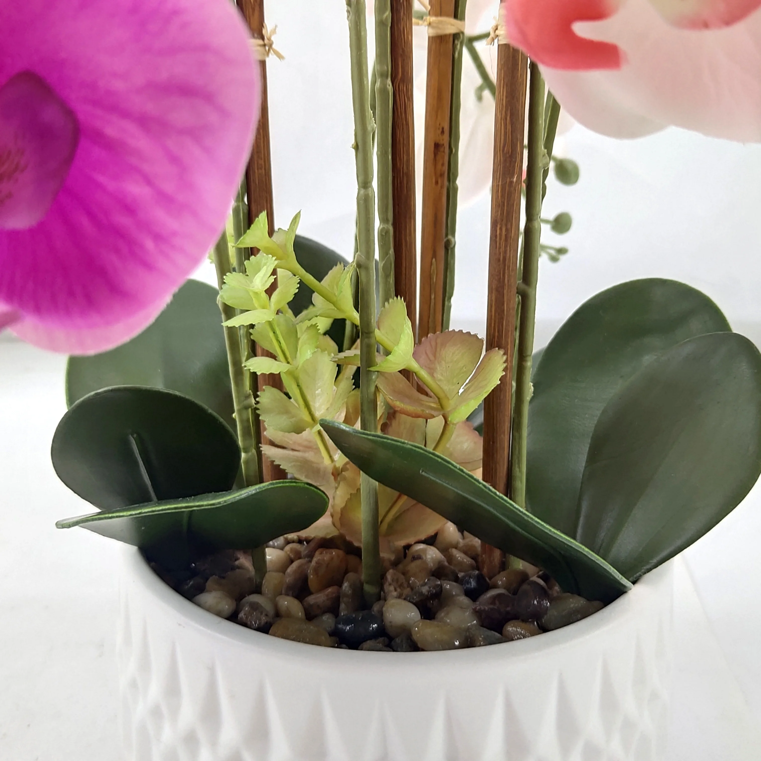 Wholesale Dendrobium Cattleya Orchid Plants Silk Preserved White Phalaenopsis Orchid Pot Artificial Orchid In The Pot
