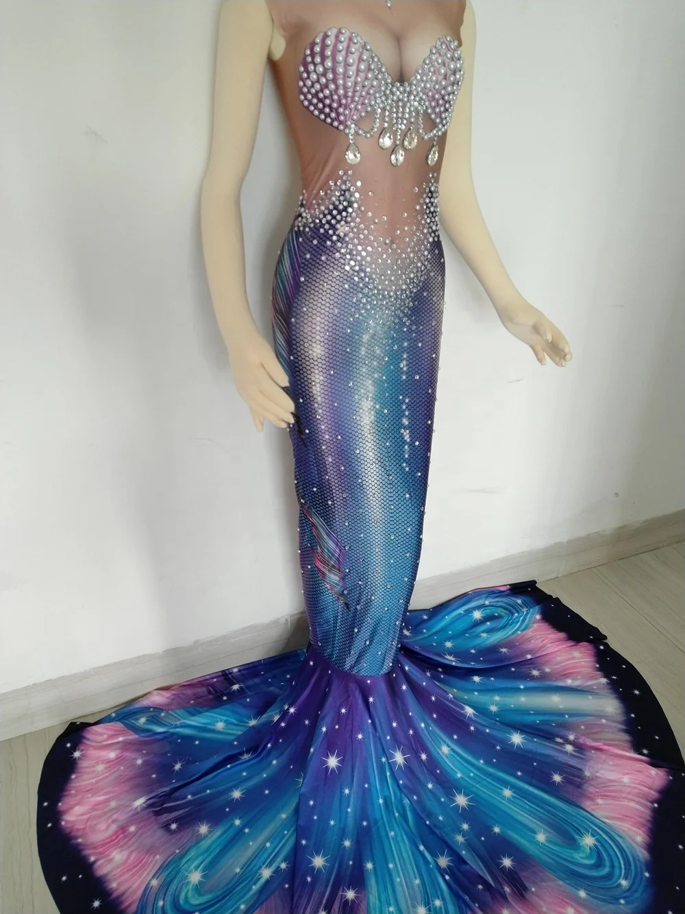 Vestido Designer Sleeveless Rhinestone Long Prom Dress Birthday Party Mermaid Dress Ball Gowns For Women Formal Evening Dresses