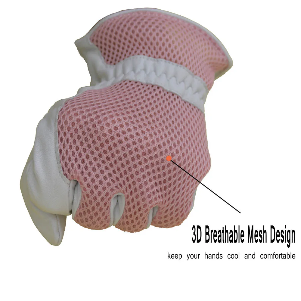 HANDLANDY hot sale custom bulk Durable pink Goatskin safety hand driving leather gardening work gloves