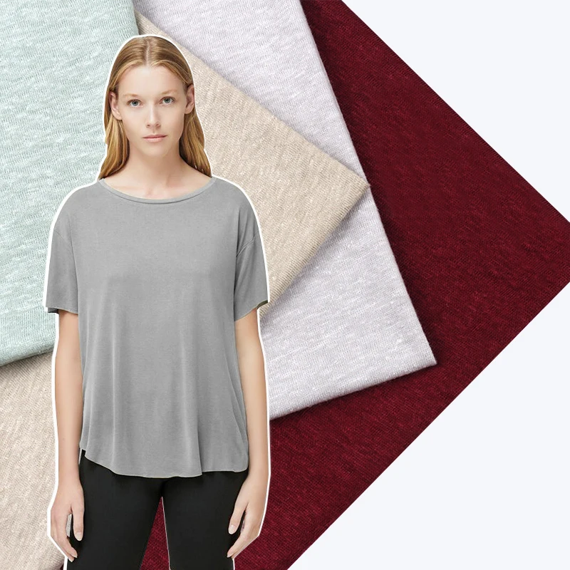 Заводская цена, дышащая однотонная конопляная Органическая хлопковая ткань для летних конопляных футболок, оптовая продажа