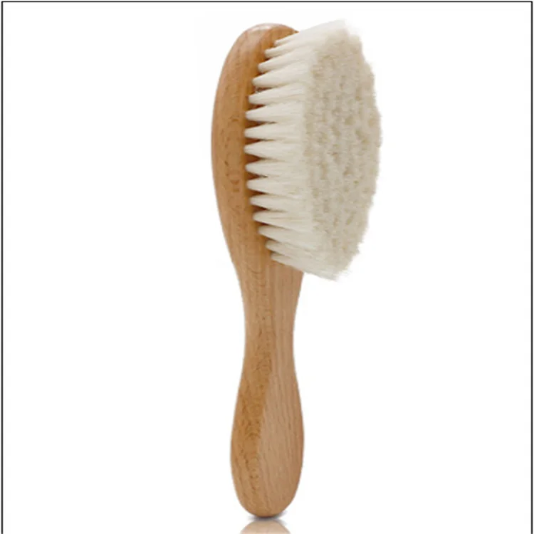 High quality wood wool baby hair brushes kids children care brushes with handle  Touch Handle Baby Brush