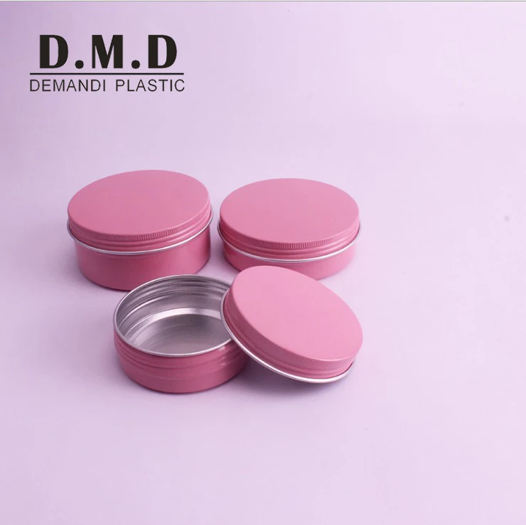 Wholesale 30ml 60ml aluminum jar 10grams 50 ml 100ml 4oz 8oz metal empty round pink tin can with lid for lip balm cream