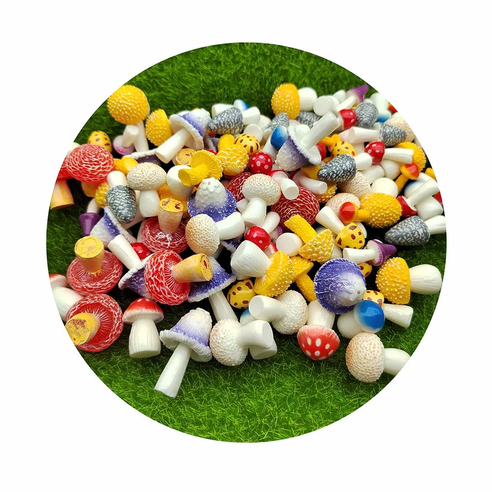 Resin Mushroom Fairy Garden Cute DIY Miniature Scene Ornament Fashion Shooting Props Small Doll house Home Accessories