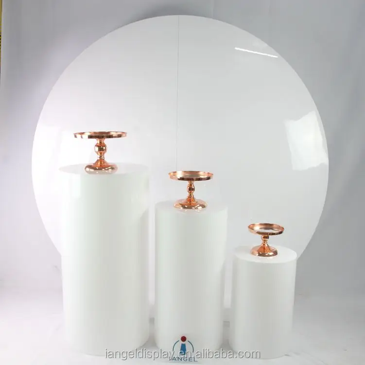  Iangel custom hot wedding 70cm high decoration golden cylinder base acrylic display