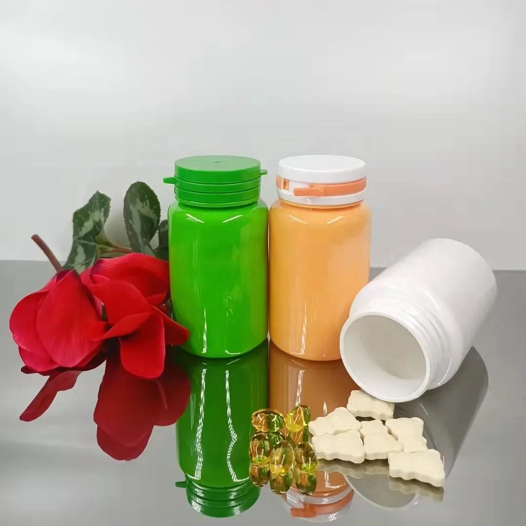 Wholesale pet empty plastic white orange green health care Pharmaceutical capsule pill single bottle with tear off lid