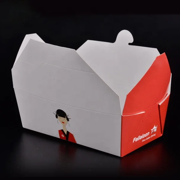 Take Out Food Container white Paper Food To Go Box Leak Grease Resistant Disposable Cardboard Lunch Box for Catering