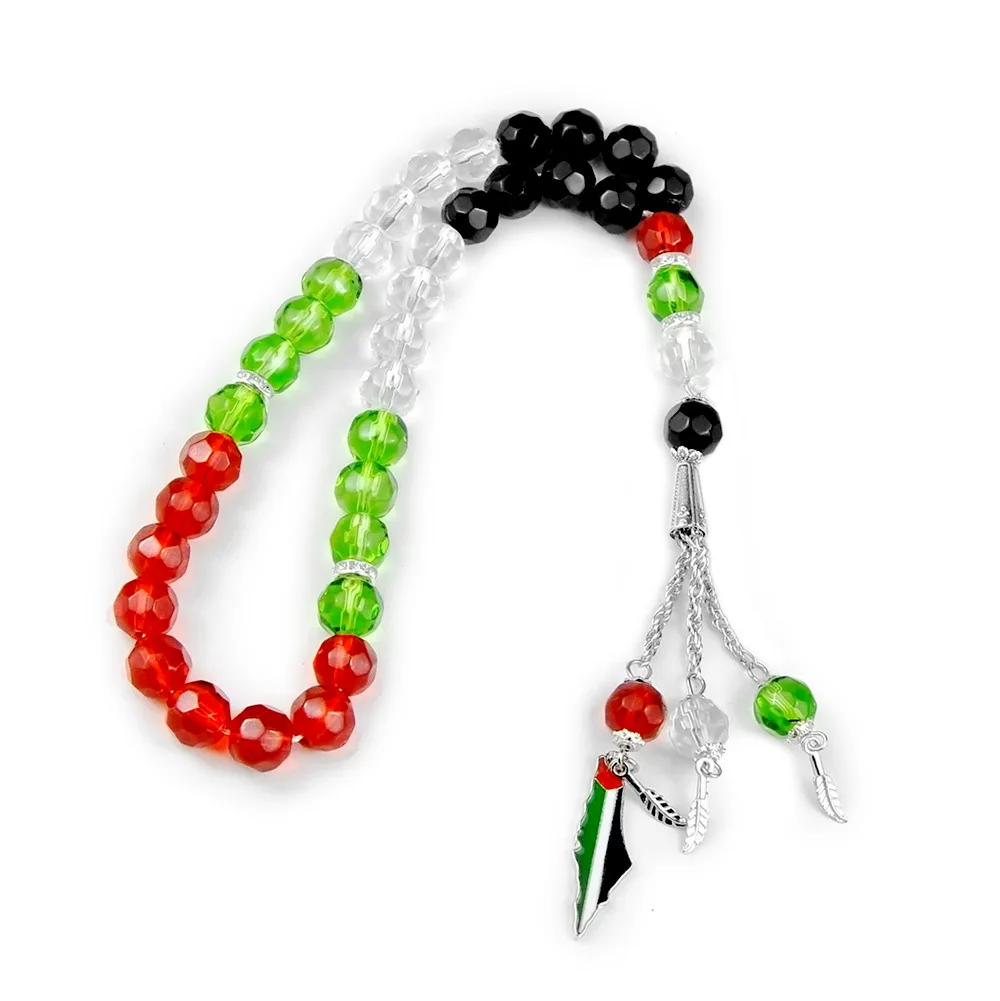 Hot Sale 10mm 33 Pieces Rosary Bracelet Country Map Crystal Beads Bracelets Islamic Prayer Jewelry For Women Men