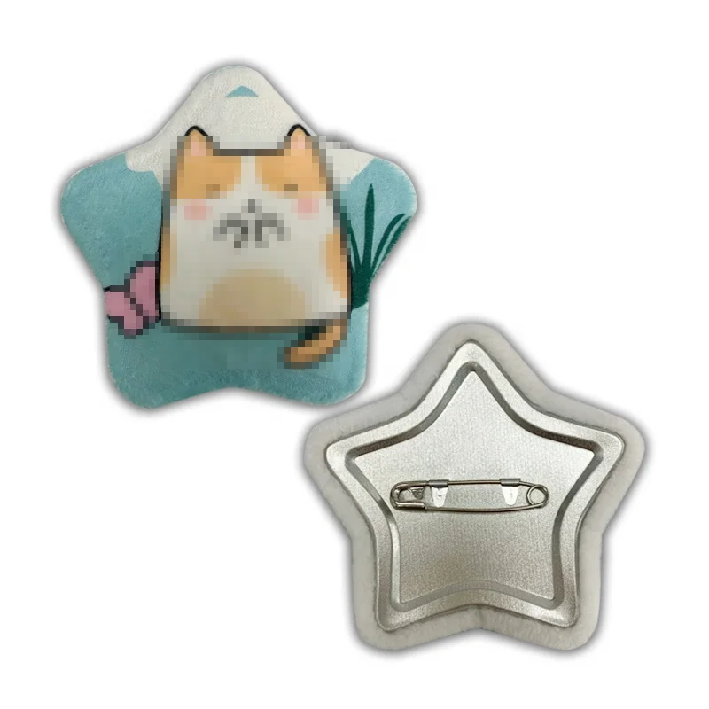 Wholesale Promotional Gift Maker batch print Anime Star Shape Mould Metal Tin Button Pin Badge