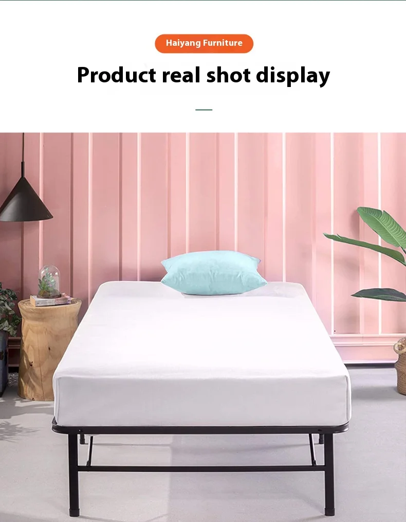 Factory wholesale rental housing simple metal folding sofa bed single lunch break iron frame square tube metal single beds