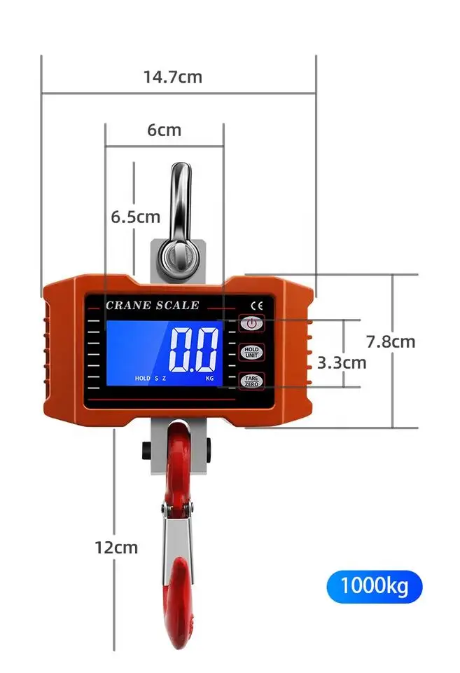 1000kg Good Quality Capacity Industrial Scale Weight Electronic Aluminum Housing LED Display Crane Scale Hanging
