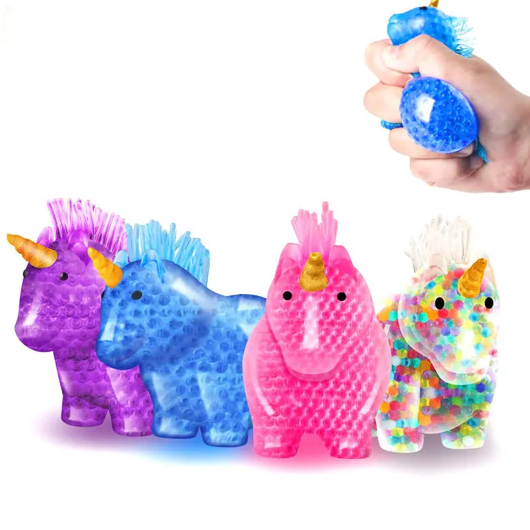 Kids Sensory Fidget Squeeze Unicorn Water Beads Stress Relief Unicorn Squishy Stress Balls Toy for Kids and Adults