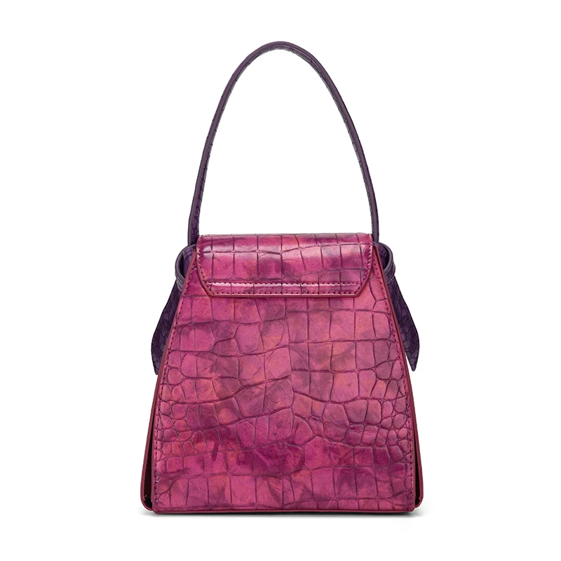 2024 Wholesale OEM Top Handle Small Shoulder Bag Luxury Mini Stone Embossed Leather Flap Bags Handbag For Woman