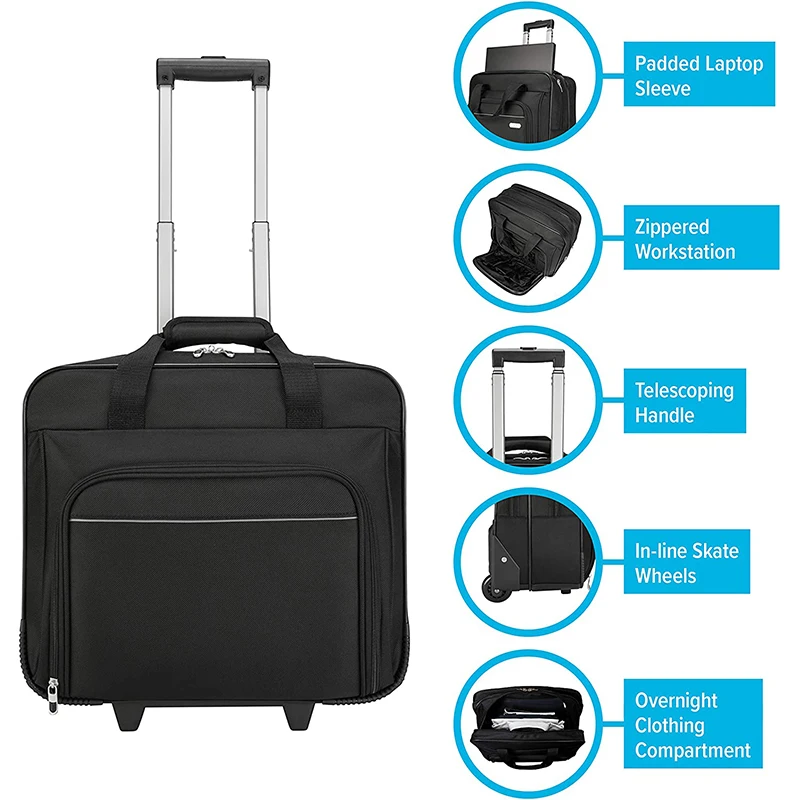 Прокатки чемодан для деловых поездок подходит 17 дюймов ноутбук сумка для ручной клади дипломат прокатки сумка для ноутбука
